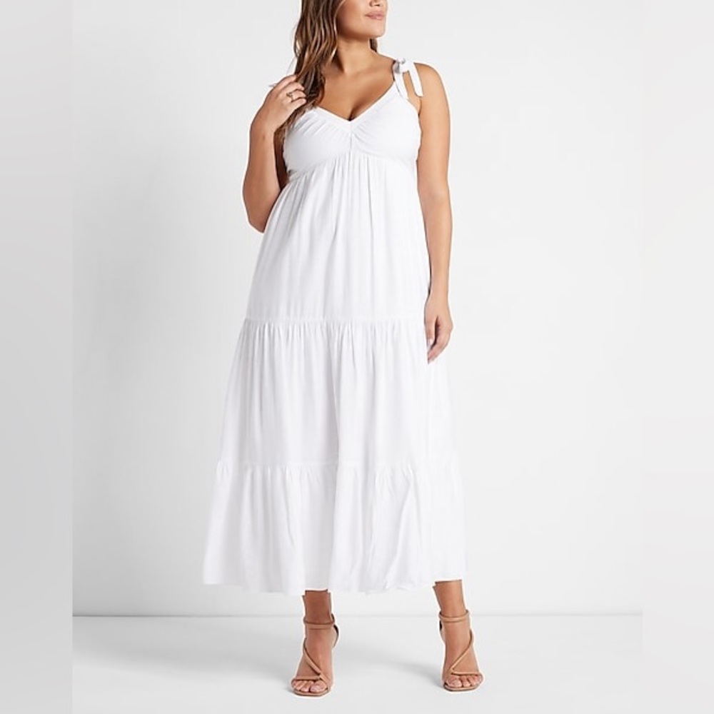 Express Tie Shoulder Tiered Maxi‎ Dress - Picture 7 of 17